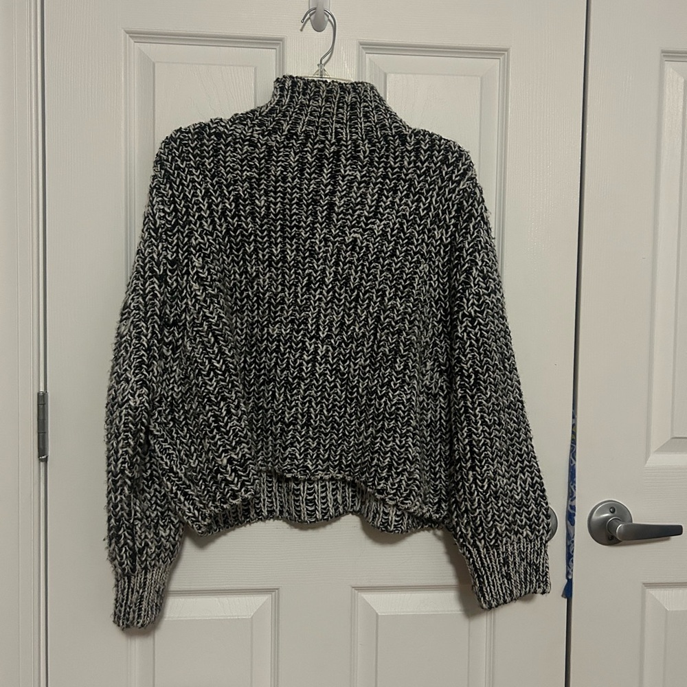 MANGO Black & White mock Neck Sweater